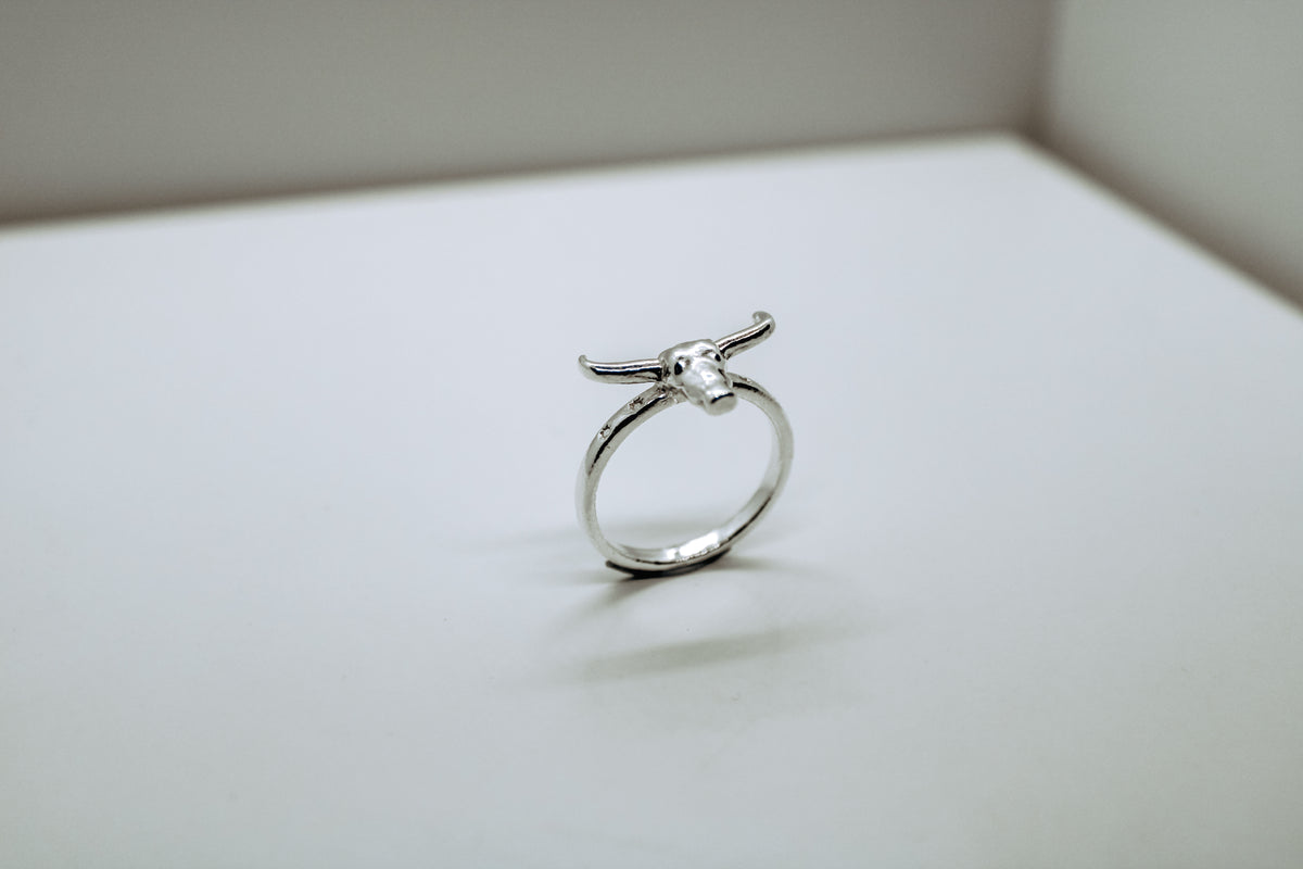 Western Longhorn Ring in Solid 925 Sterling Silver