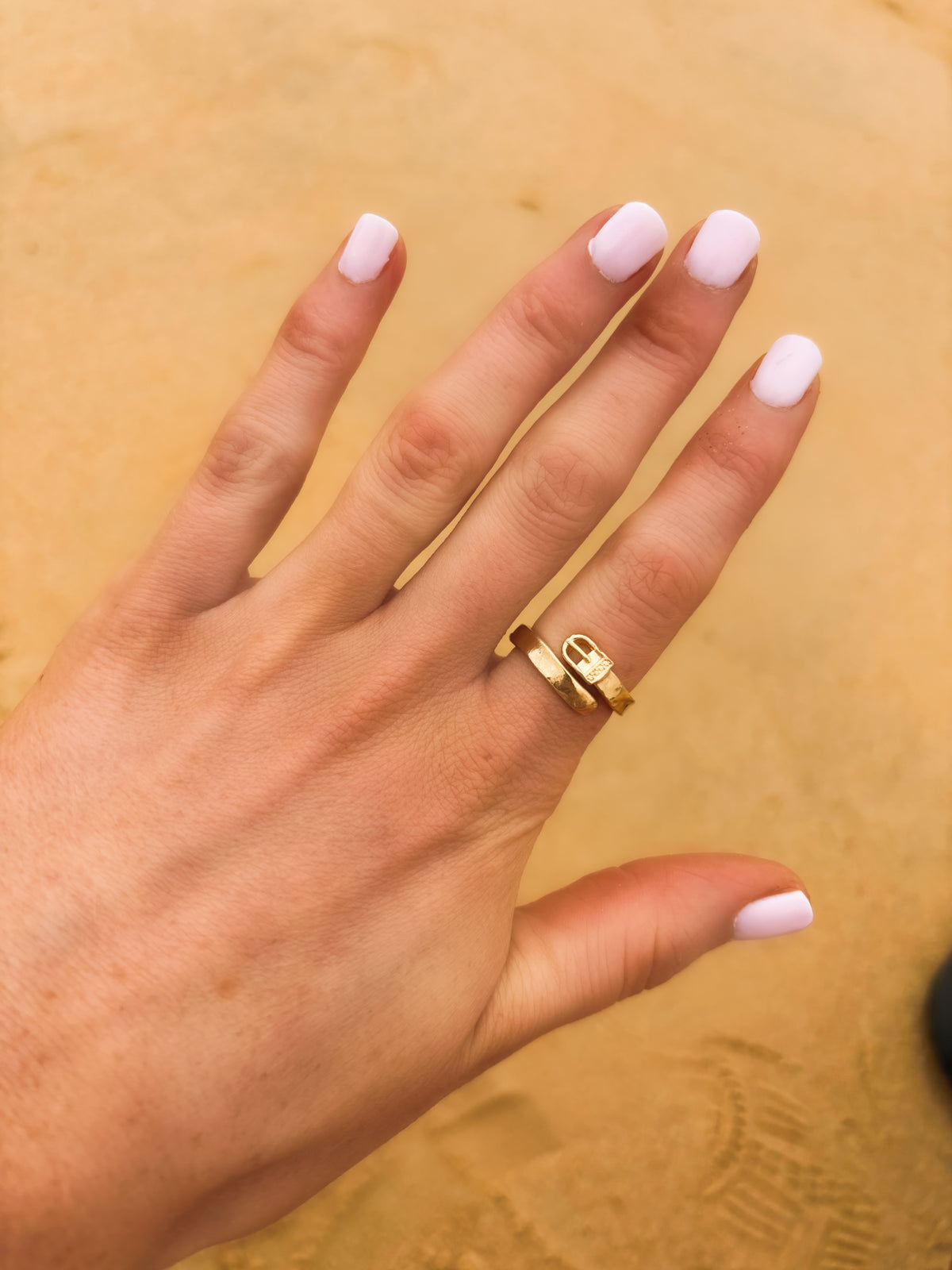 Western Belt Buckle Ring in 18K Gold Plated Solid 925 Sterling Silver (Adjustable)