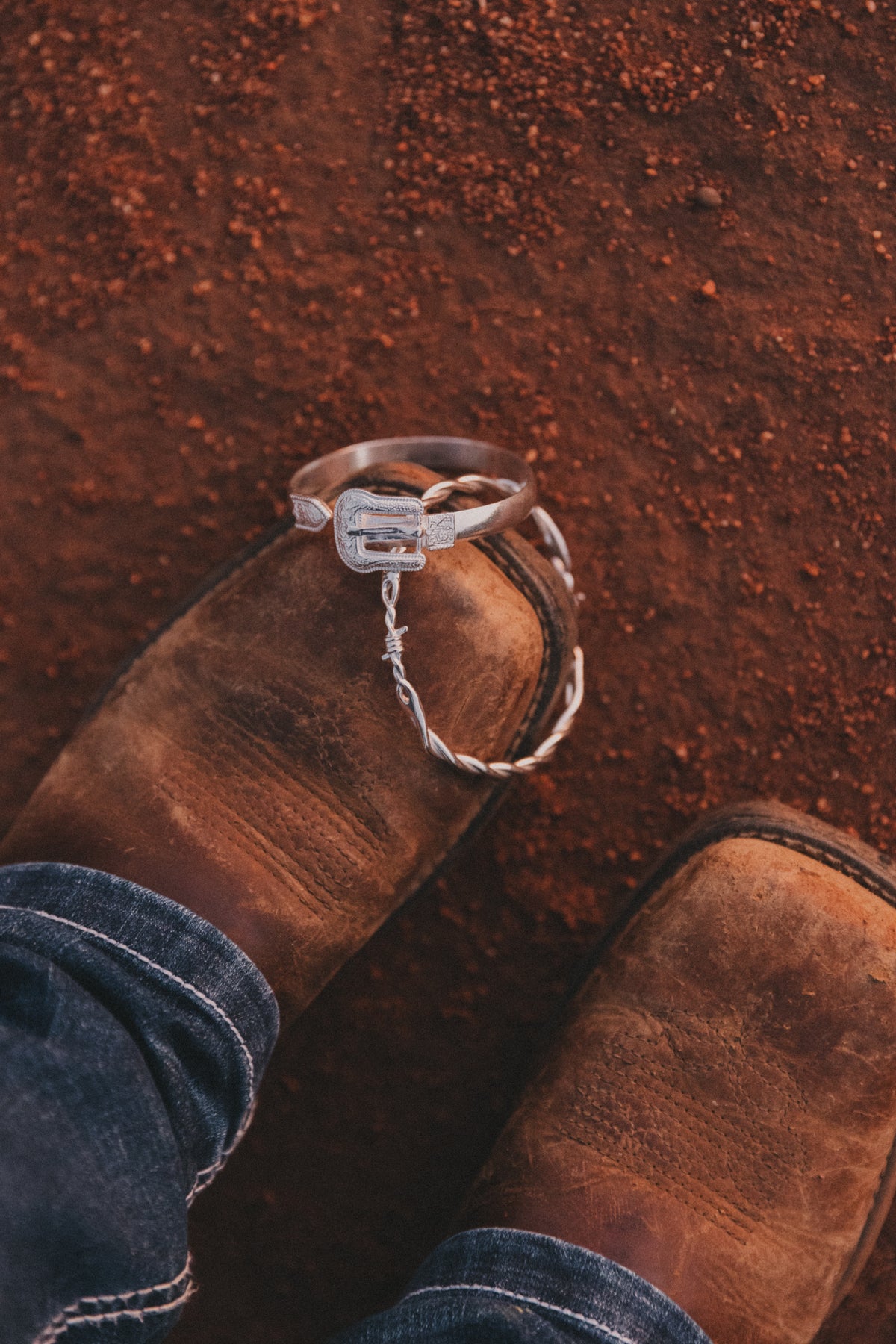 Western Belt Buckle Cuff Bangle in Solid 925 Sterling Silver ©️