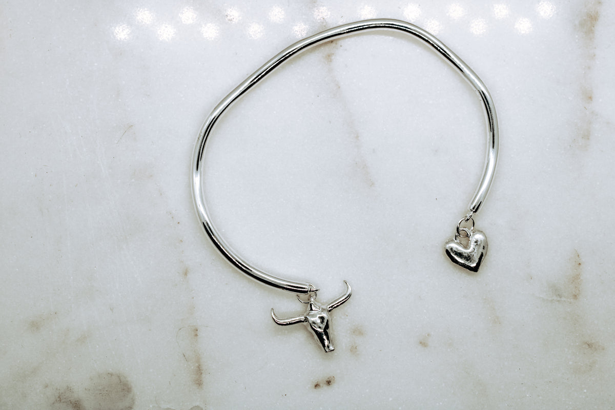 Western Charm Cuff Bracelet in Solid 925 Sterling Silver