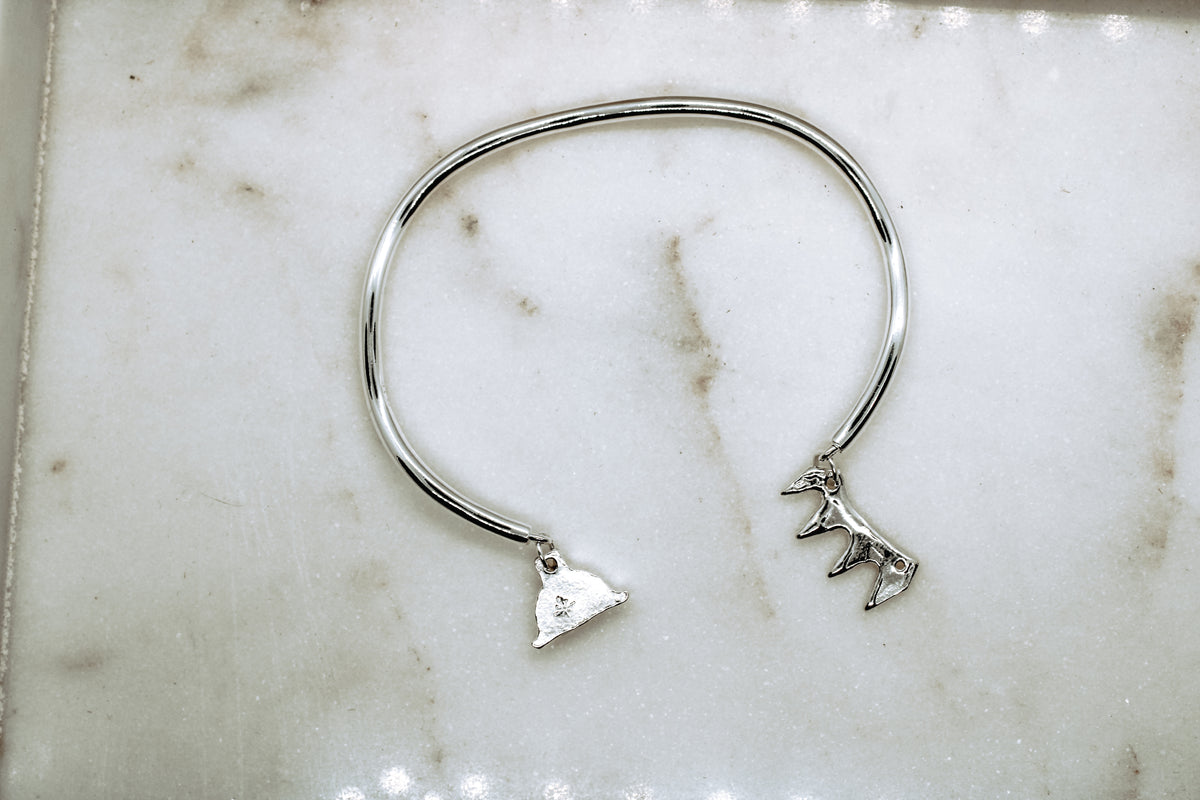 Western Charm Cuff Bracelet in Solid 925 Sterling Silver