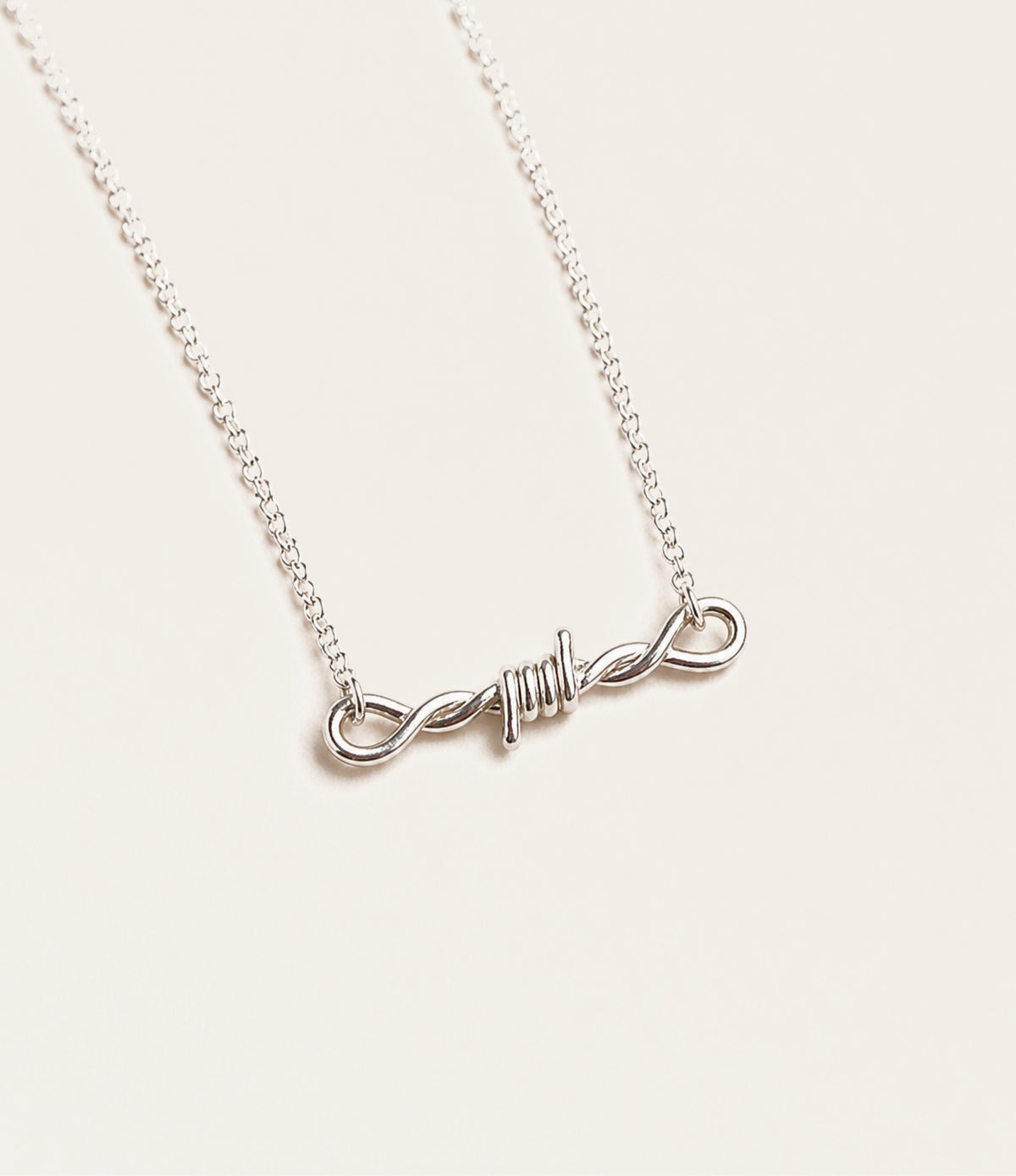 Sterling Silver Barbed Wire Necklace in 925 Sterling Silver