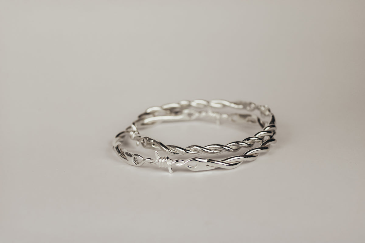 Barbed Wire Bangle in 925 Sterling Silver (shipping delay)