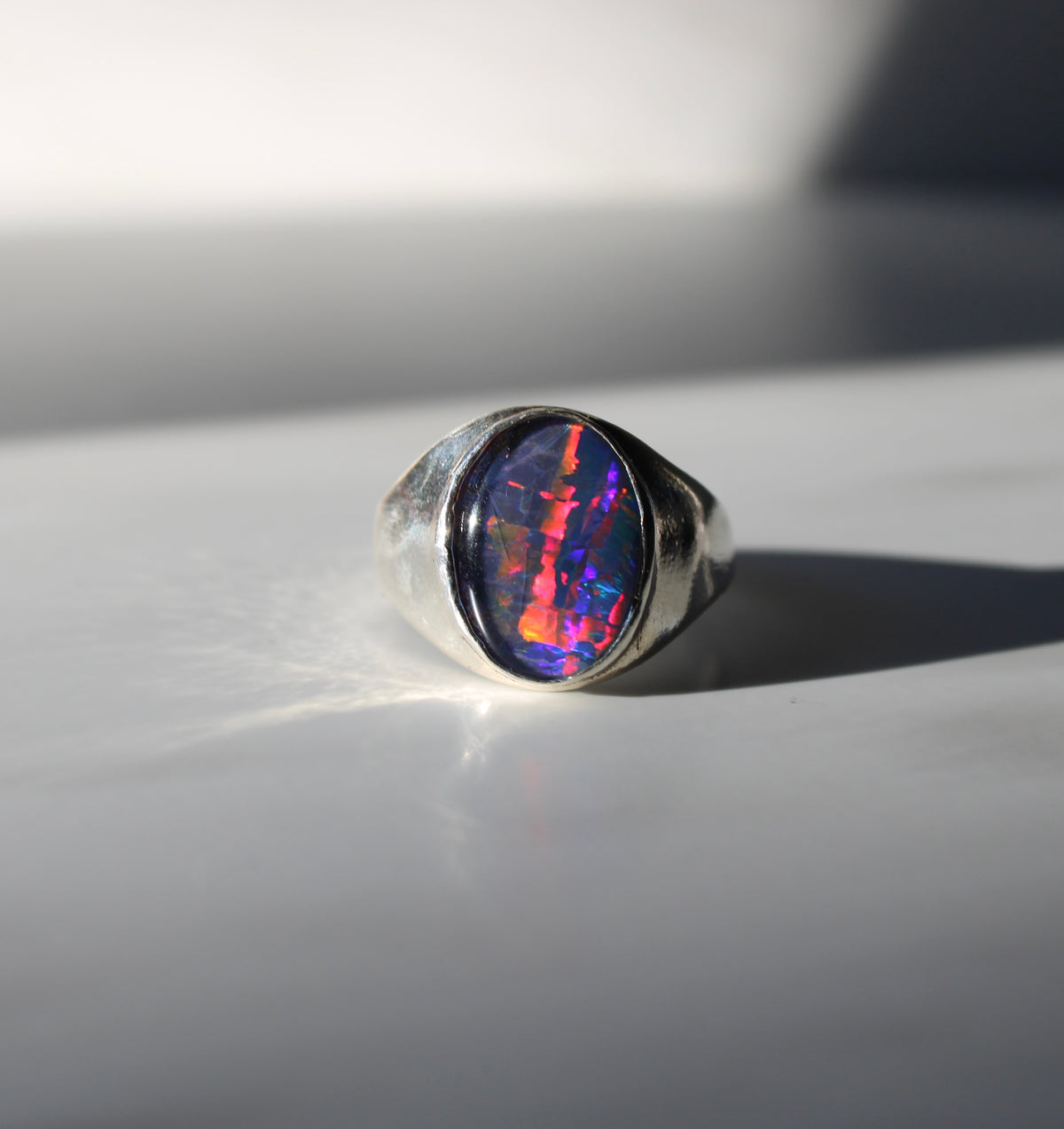 Weathered Opal Ring in Sterling Silver