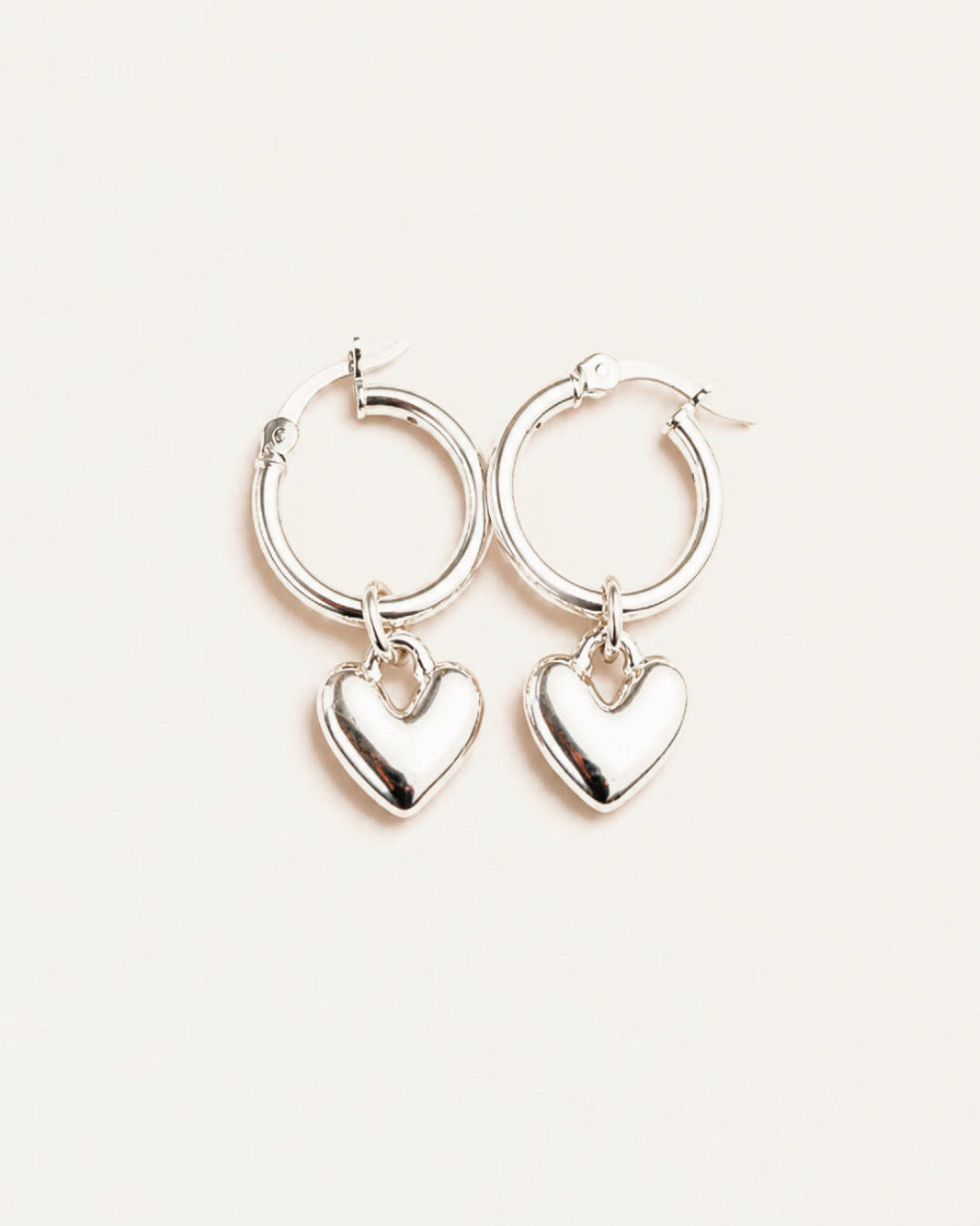 Dainty Heart Hoops in 925 Sterling Silver