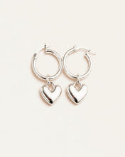 Load image into Gallery viewer, Dainty Heart Hoops in 925 Sterling Silver