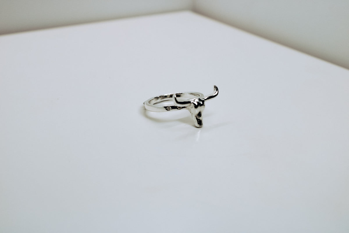 Western Longhorn Ring in Solid 925 Sterling Silver