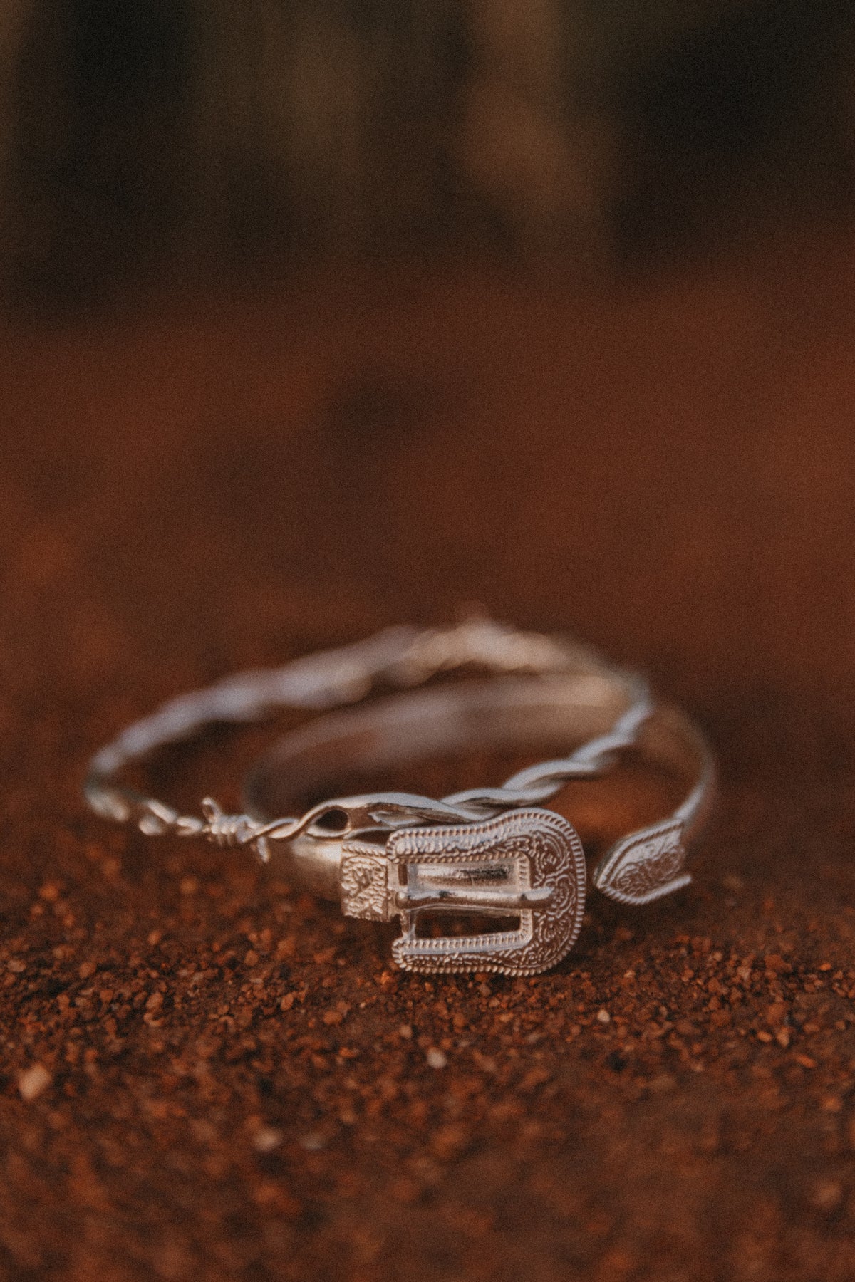Western Belt Buckle Cuff Bangle in Solid 925 Sterling Silver ©️