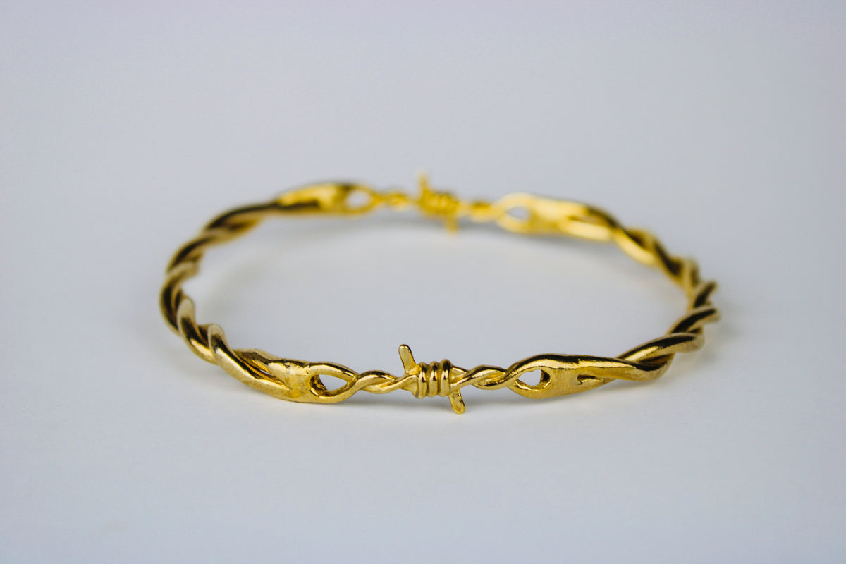 Barbed Wire Bangle in 18k Gold Plated 925 Sterling Silver (shipping delay)