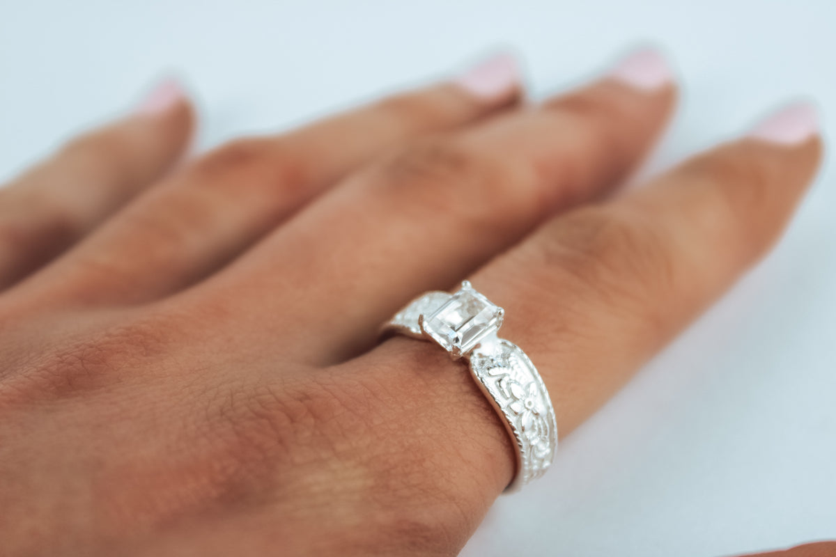 Western Belle Engagement Ring in 925 Sterling Silver