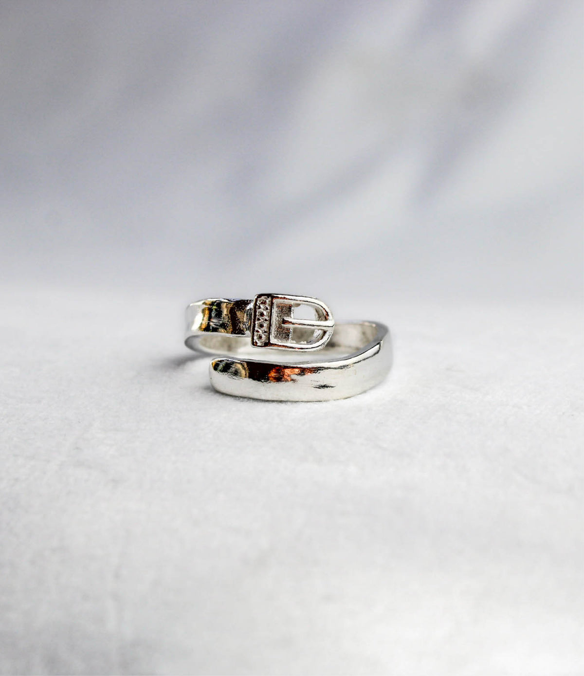 Western Belt Buckle Ring in Solid 925 Sterling Silver (Adjustable)
