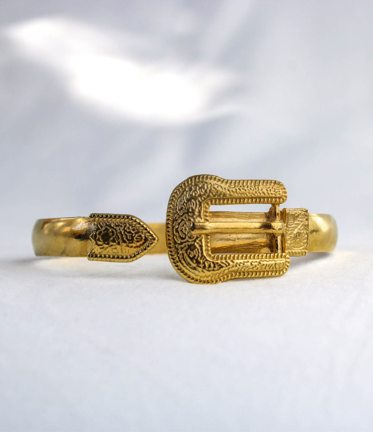 Western Buckle Cuff Bangle ©️ 18k Gold Plated 925 Sterling Silver