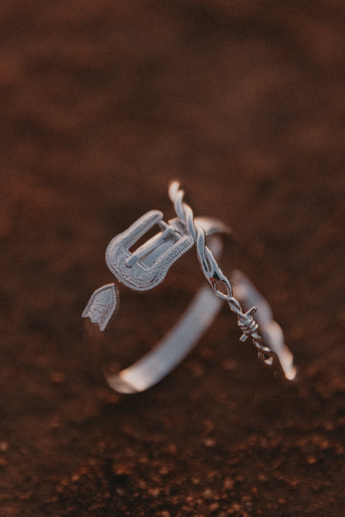 Western Belt Buckle Cuff Bangle in Solid 925 Sterling Silver ©️