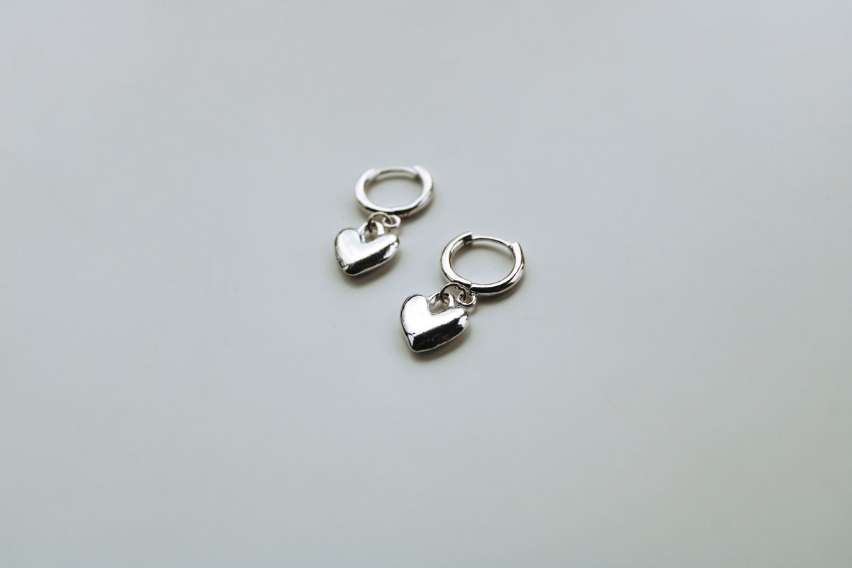 Dainty Heart Hoops in 925 Sterling Silver