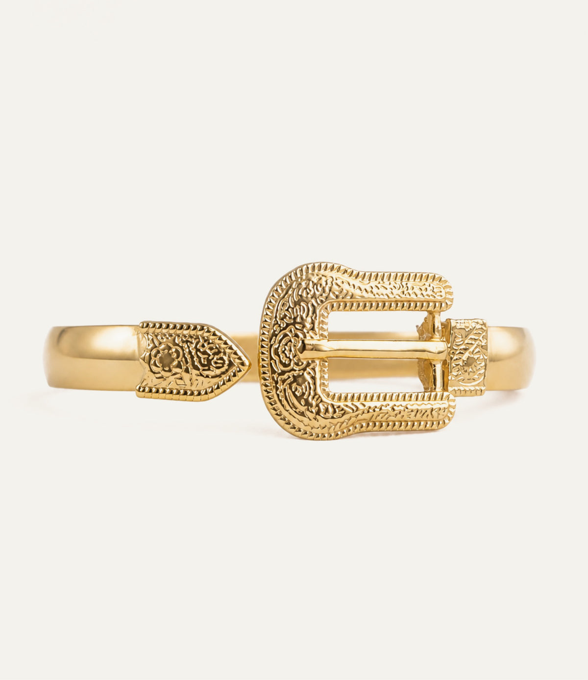 Western Buckle Cuff Bangle ©️ 18k Gold Plated 925 Sterling Silver