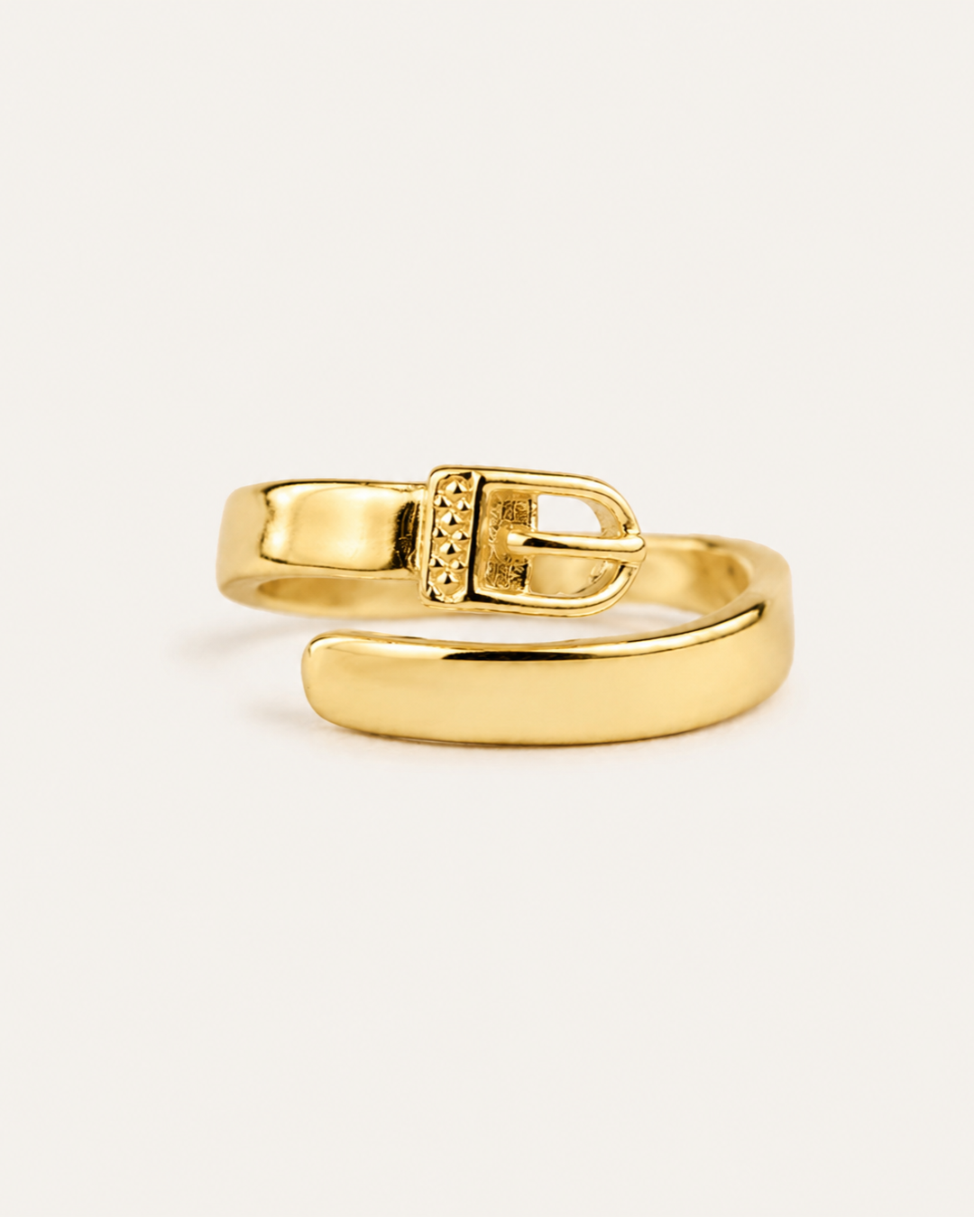Western Belt Buckle Ring in 18K Gold Plated Solid 925 Sterling Silver (Adjustable)