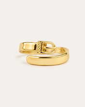 Load image into Gallery viewer, Western Belt Buckle Ring in 18K Gold Plated Solid 925 Sterling Silver (Adjustable)