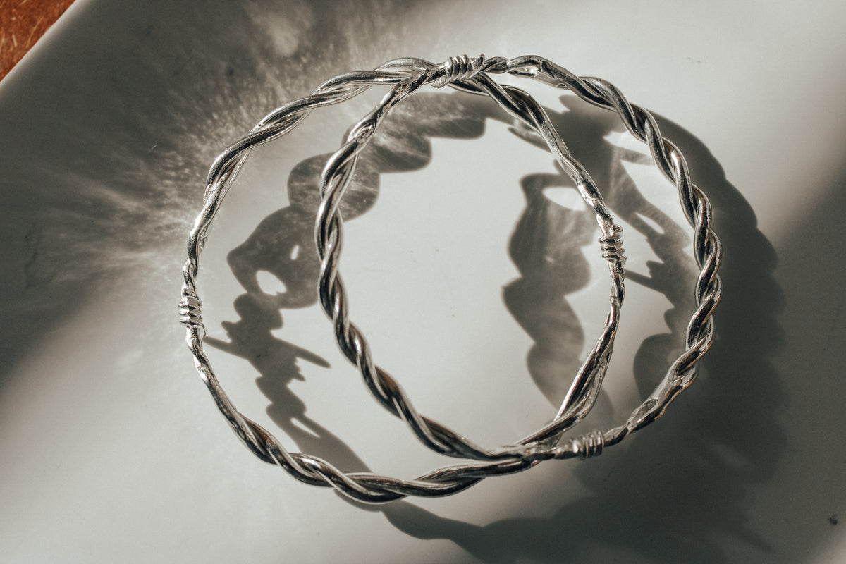 Barbed Wire Bangle in 925 Sterling Silver (shipping delay)