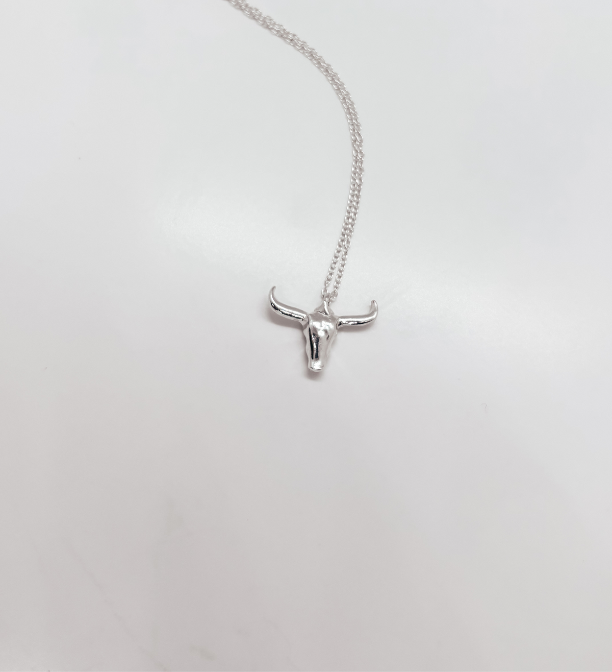 Long Horn Necklace in 925 Sterling Silver