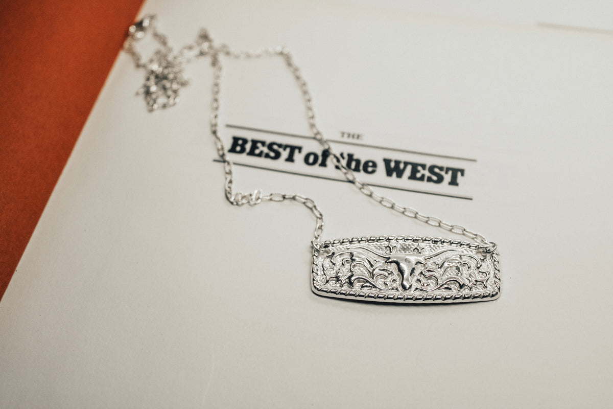 Western Buckle Necklace in 925 Sterling Silver