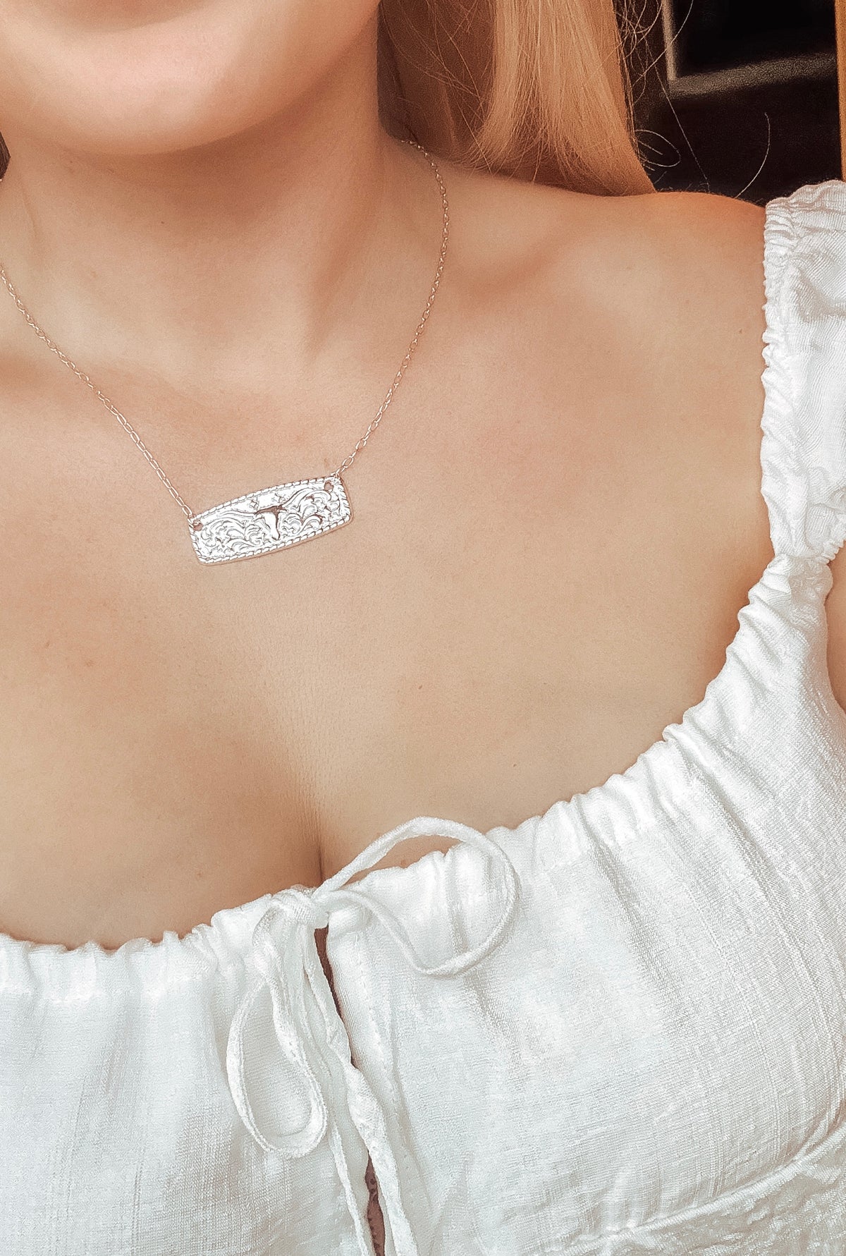 Western Buckle Necklace in 925 Sterling Silver