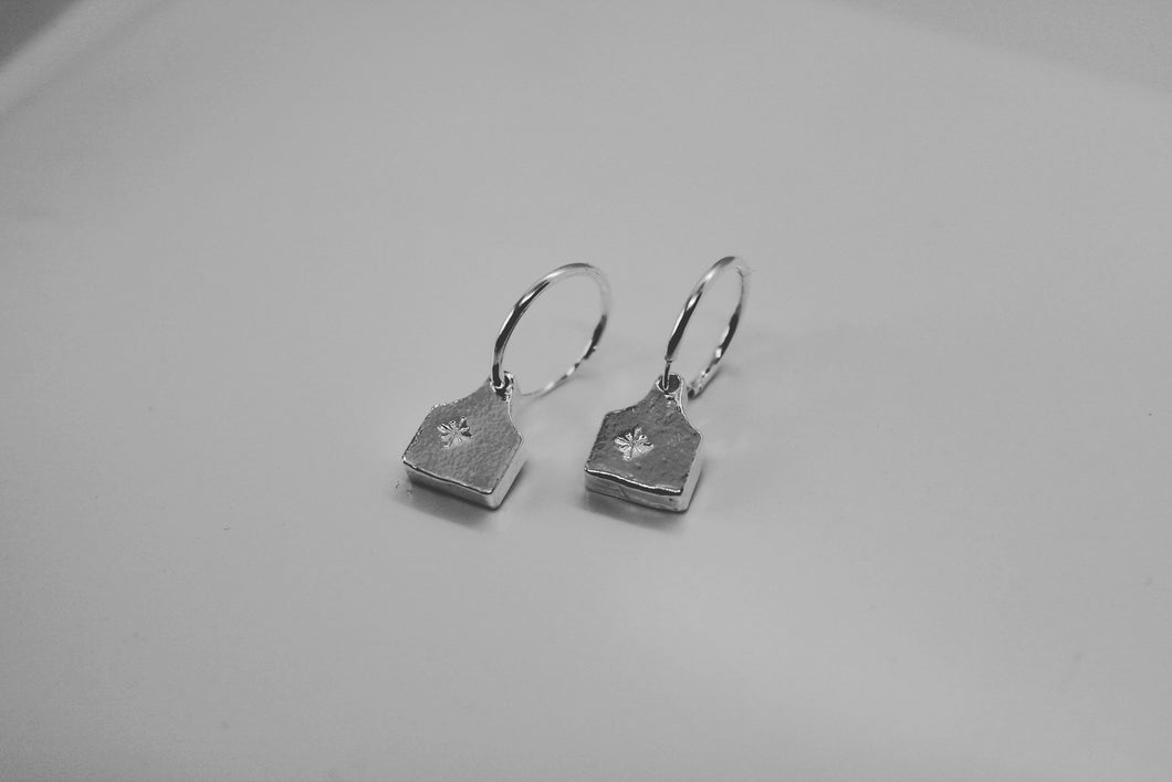 Mini Cattle Tag Earrings - Sterling Silver