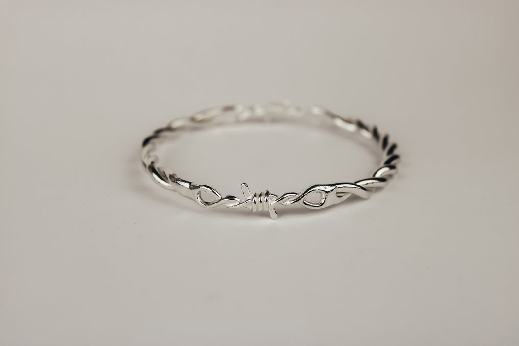 Barbed Wire Bangle - Sterling Silver
