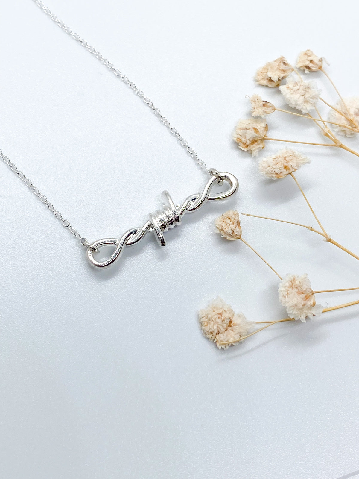 Sterling Silver Barbed Wire Necklace in 925 Sterling Silver