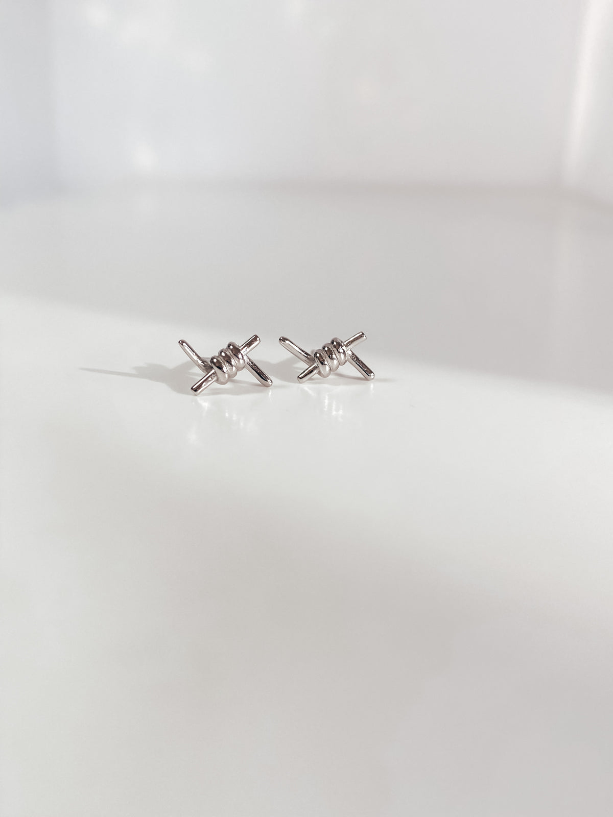 Sterling Silver Barbed Wire Studs in 925 Sterling Silver